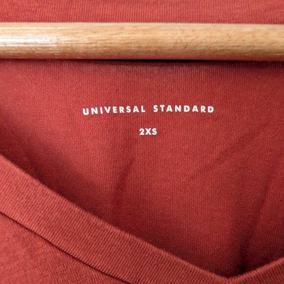 Universal Standard Vee Rex Rust Orange 2XS/US M Long Sleeve Women's Tee Shirt - Picture 3 of 6